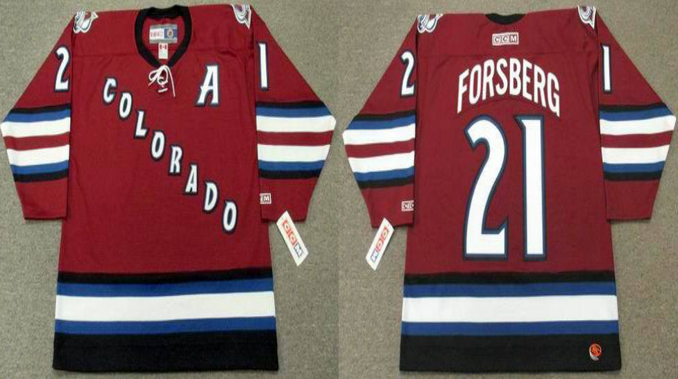 2019 Men Colorado Avalanche 21 Forsberg red style #2 CCM NHL jerseys->colorado avalanche->NHL Jersey